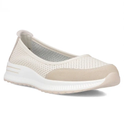 Baleriny damskie Filippo DP6134/26 skórzane beżowe na niskiej platformie