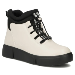 Botki damskie ocieplane na platformie skórzane Filippo DBT6532/25 beżowe