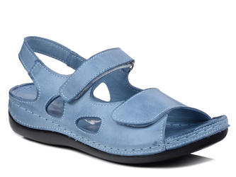 Sandały damskie niebieskie  T.Sokolski L25-158 skórzane na rzepy wygodne