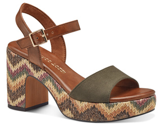 Sandały damskie na platformie Marco Tozzi 28008 modne khaki letnie