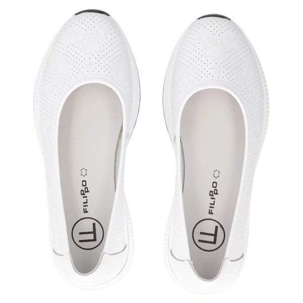 Baleriny damskie Filippo DP6719/26 białe baletki skórzane na platformie