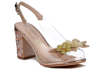 Buty damskie eleganckie na obcasie silikonowe różowo złote DiA 38-331