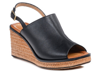 Sandały damskie na koturnie  Maciejka 6098A skórzane z cholewką czarną