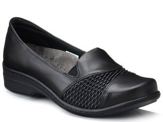 Półbuty damskie czarne skórzane Kosela Medic 1370 na haluksy na koturnie