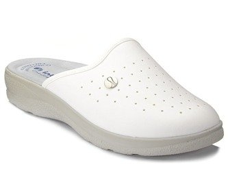 Klapki męskie medyczne Inblu RH-33 sanitarne białe skórzana wkładka