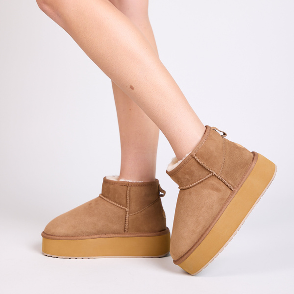 Śniegowce damskie Emu Australia camel platforma Stinger Micro Flatform