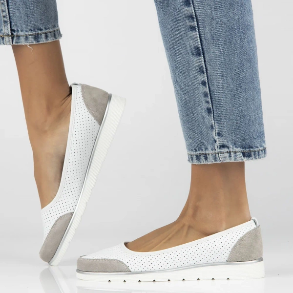 Buty baleriny damskie skórzane wiosenno-letnie białe Filippo DP4524 