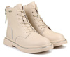 Trzewiki botki damskie beżowe skórzane GOE II2N4015 ocieplane jesienne
