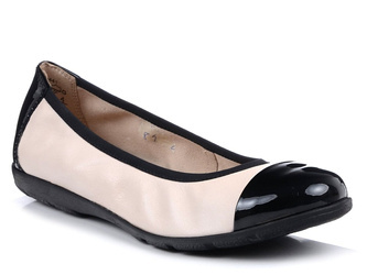 Baleriny baletki damskie skórzane Caprice 22152 beżowo czarne