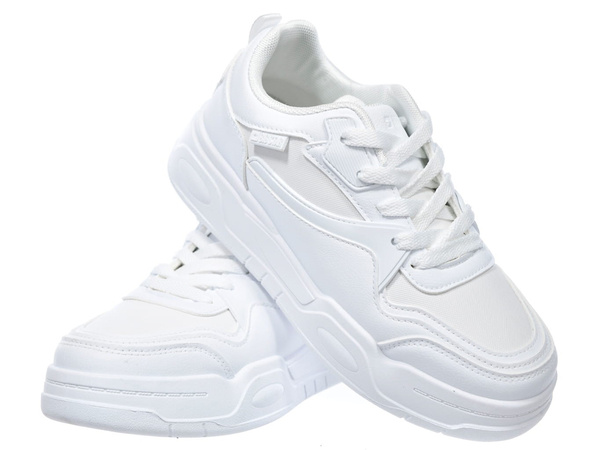 Sneakersy damskie buty całe białe Big Star SS274590 sportowe sznurowane