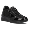 Półbuty damskie sneakersy na koturnie skórzane czarne Filippo DP6352/24