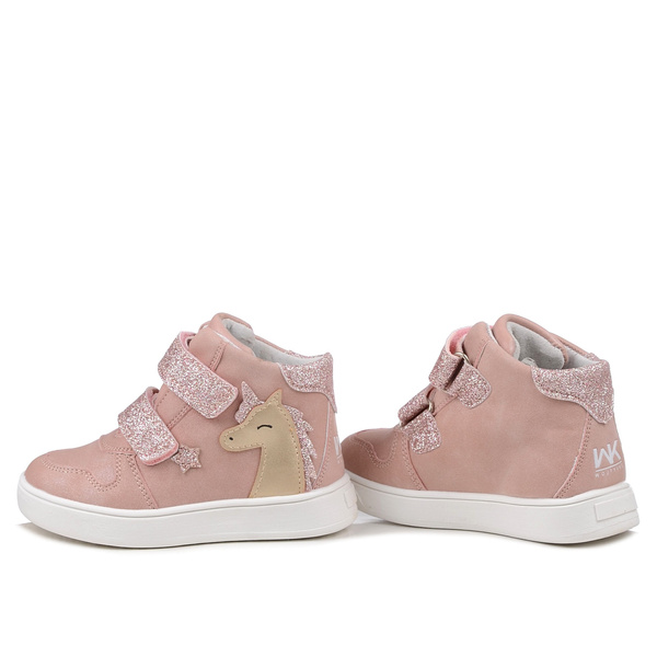 Buty dziewczęce trzewiki jesienne Wojtyłko 26080 różowe wkładka skórzana