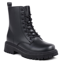 Buty zimowe damskie czarne workery trapery botki ocieplane News 9122