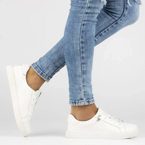 Sneakersy damskie białe Filippo DP6808/25 półbuty sznurowane skórzane	