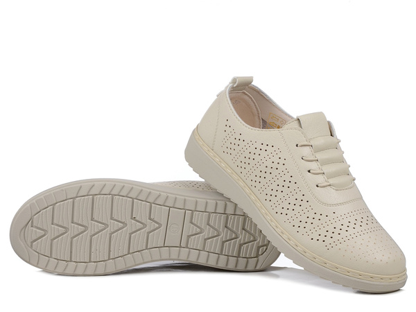 Półbuty damskie beżowe Unisoft 5000 sportowe ażurowe lekkie wsuwane