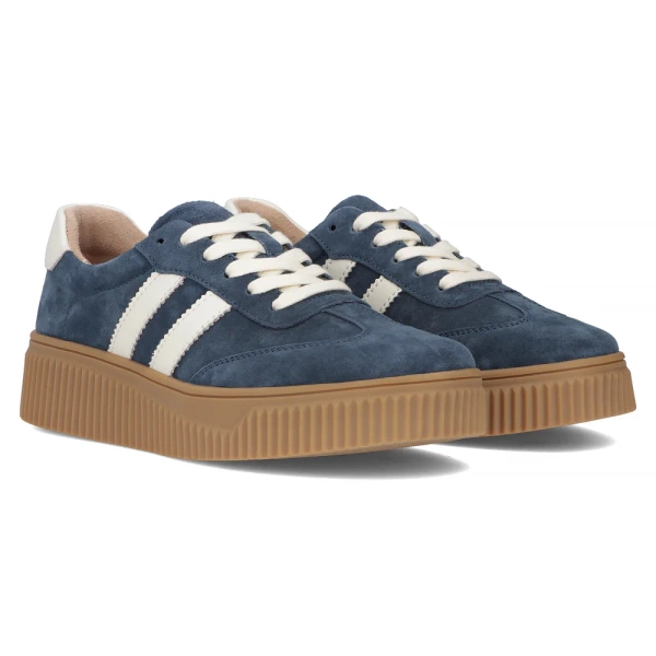 Sneakersy damskie na platformie skórzane niebieskie Filippo DP6776/25 