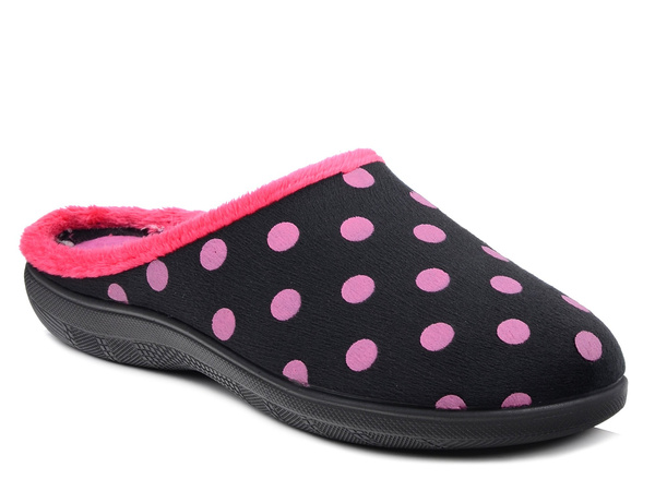 Kapcie damskie pantofle domowe Inblu EC-90 czarne w kropki zakryte palce