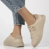 Sneakersy damskie beżowe Filippo DP6860/26 BE skórzane sznurowane lekkie