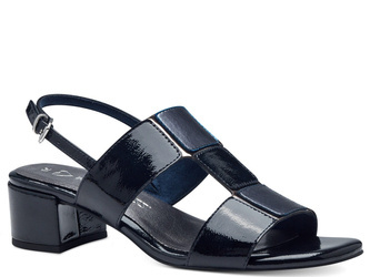 Sandały damskie granatowe na niskim obcasie eleganckie Marco Tozzi 28204