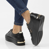 Buty sneakersy damskie czarne skórzane na platformie Filippo 3533 