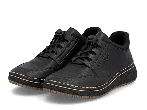 Półbuty damskie Rieker 50959 sneakersy  sportowe czarne skórzane wygodne