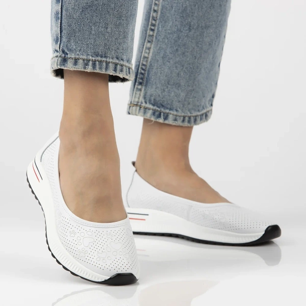 Baleriny damskie Filippo DP6719/26 białe baletki skórzane na platformie