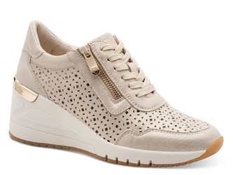 Sneakersy damskie Marco Tozzi 23501 buty na koturnie beżowe skórzane