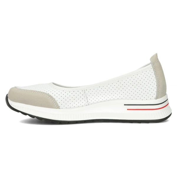 Baleriny damskie skórzane białe na niskiej platformie Filippo DP6134/26