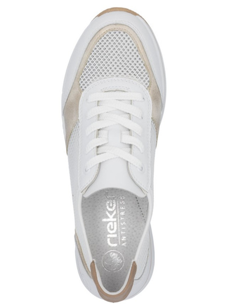 Buty damskie  Rieker N4502-80 sneakersy sportowe białe na platformie 