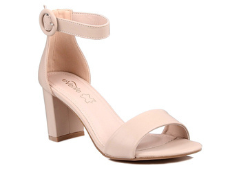 Sandały damskie beżowe wizytowe na obcasie na słupku Evento 1617