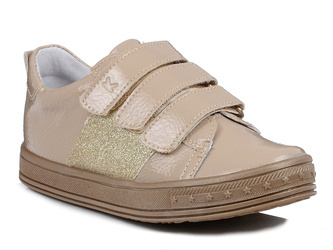 Buty dziecięce dziewczęce beżowe na rzepy Kornecki 6286 skórzana wkładka