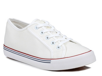 Trampki damskie białe klasyczne niskie sznurowane ekoskóra News 2800