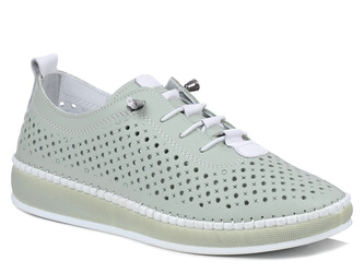 Półbuty damskie zielone Izzi 3671 buty sportowe skórzane ażurowe lekkie