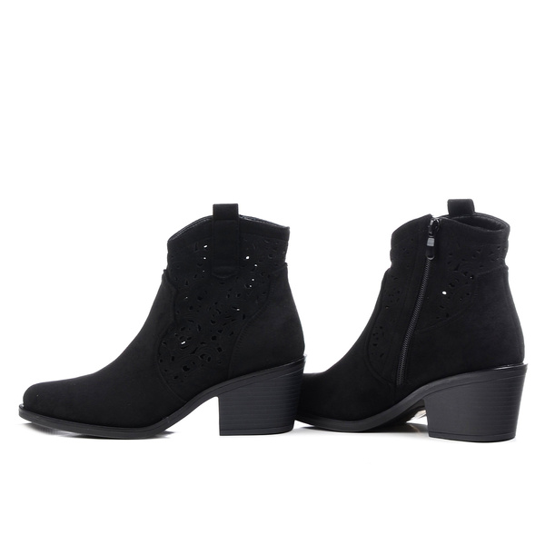 Botki damskie kowbojki czarne S.Barski HY61-8012 zamszowe ażurowe lekkie