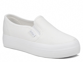 Trampki damskie białe Lee Cooper 3328L na platformie wsuwane tekstylne