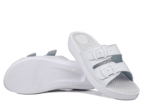 Klapki damskie białe Fakirki KF-02 medyczne sanitarne masujące z kolcami