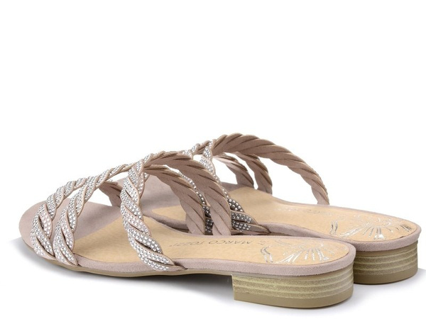 Klapki damskie jasno różowe Marco Tozzi 27120 płaskie na lato wsuwane