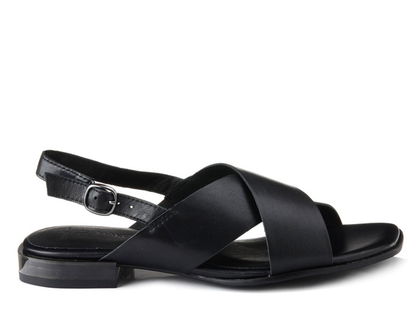 Sandały damskie czarne Marco Tozzi 28117 skórzane zapinane na sprzączkę