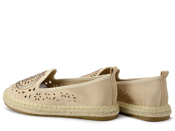 Espadryle damskie wsuwane S.BARSKI 33150 beżowe 