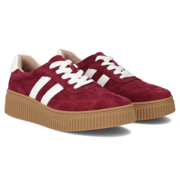Sneakersy damskie na platformie skórzane bordowe Filippo DP6776/25 