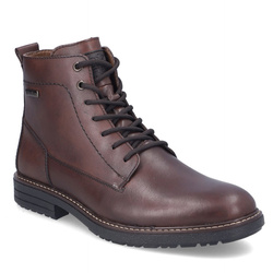 Buty męskie botki zimowe Rieker 33143 trzewiki skórzane brązowe na zamek