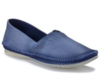 Baleriny damskie skórzane wsuwane wygodne granatowe Maciejka 1930