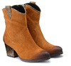 Kowbojki damskie skórzane zamszowe camelowe botki Simen 2087A na obcasie