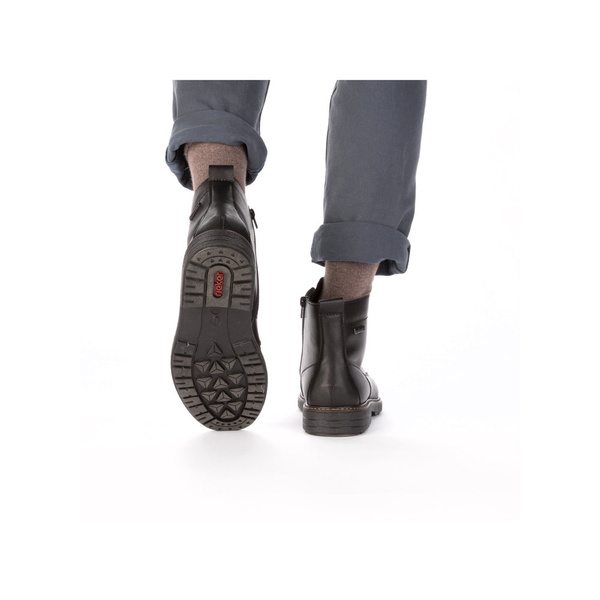 Buty męskie zimowe Rieker 33143 botki ocieplane skórzane czarne na zamek