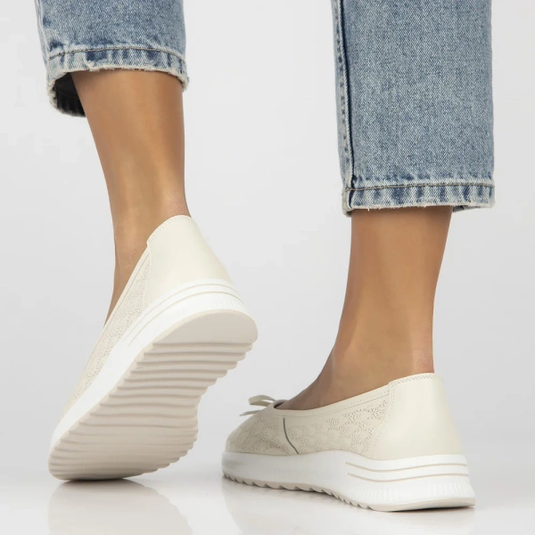 Baleriny damskie beżowe Filippo DP6718/26 baletki skórzane na platformie