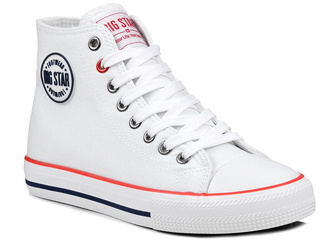 Trampki damskie wysokie Big Star NN274660 białe z wkładką anatomiczną