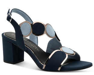 Sandały damskie eleganckie Marco Tozzi 28347 na obcasie granatowe