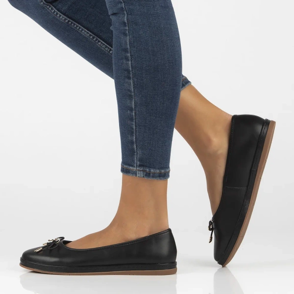 Baleriny damskie Filippo DP6856/26 baletki skórzane płaskie czarne