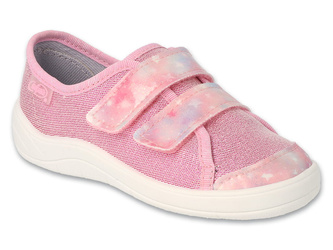 Trampki dziecięce różowe Befado 772X006 kapcie dziewczęce na rzepy