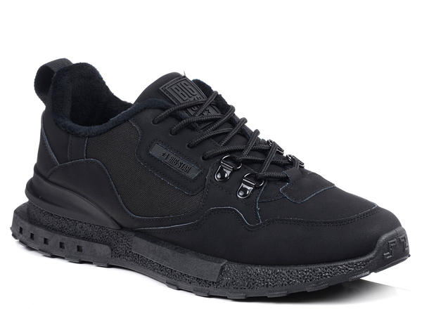 Buty męskie sportowe całe czarne sznurowane Big Star SS174411 ocieplane